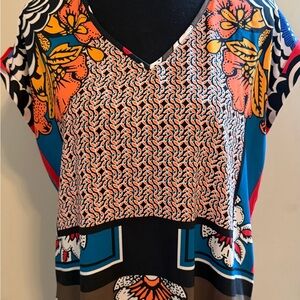 Express Multicolor V-Neck Floral & Geometric Print Tunic